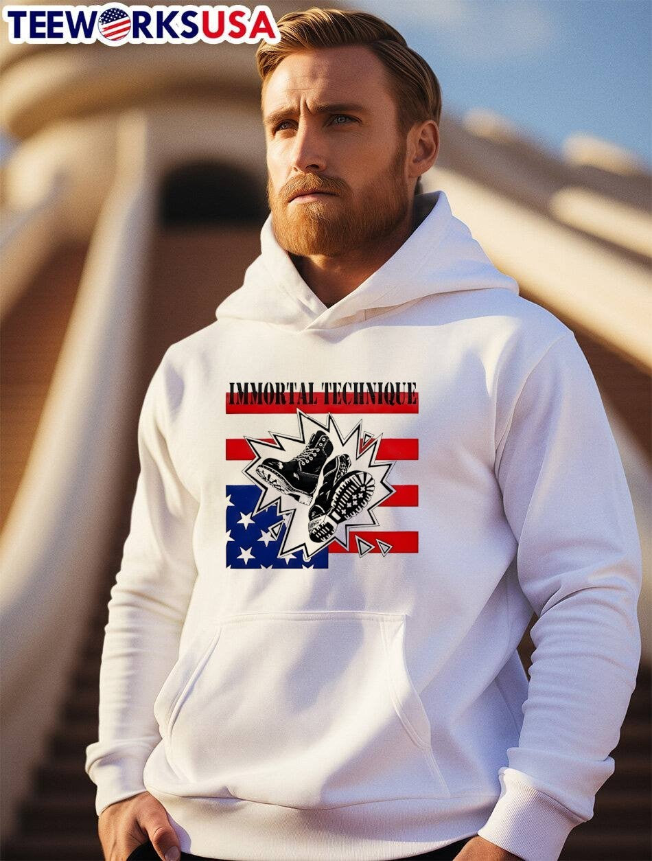 Immortal Technique Boots Stomp on Flag Graphic T-Shirt