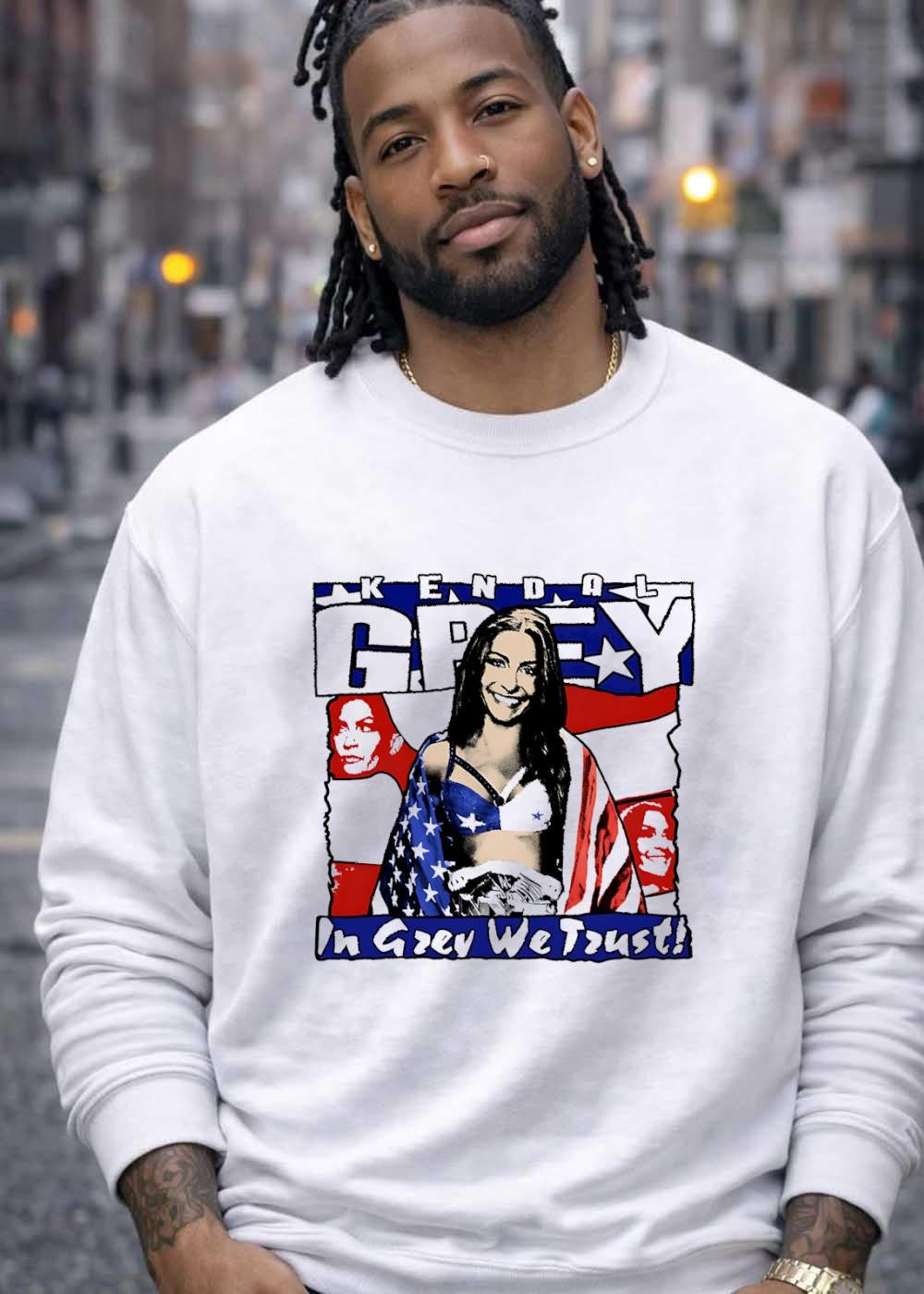 In Grey We Trust Kendal Grey American Flag Wrestling Fan T-Shirt