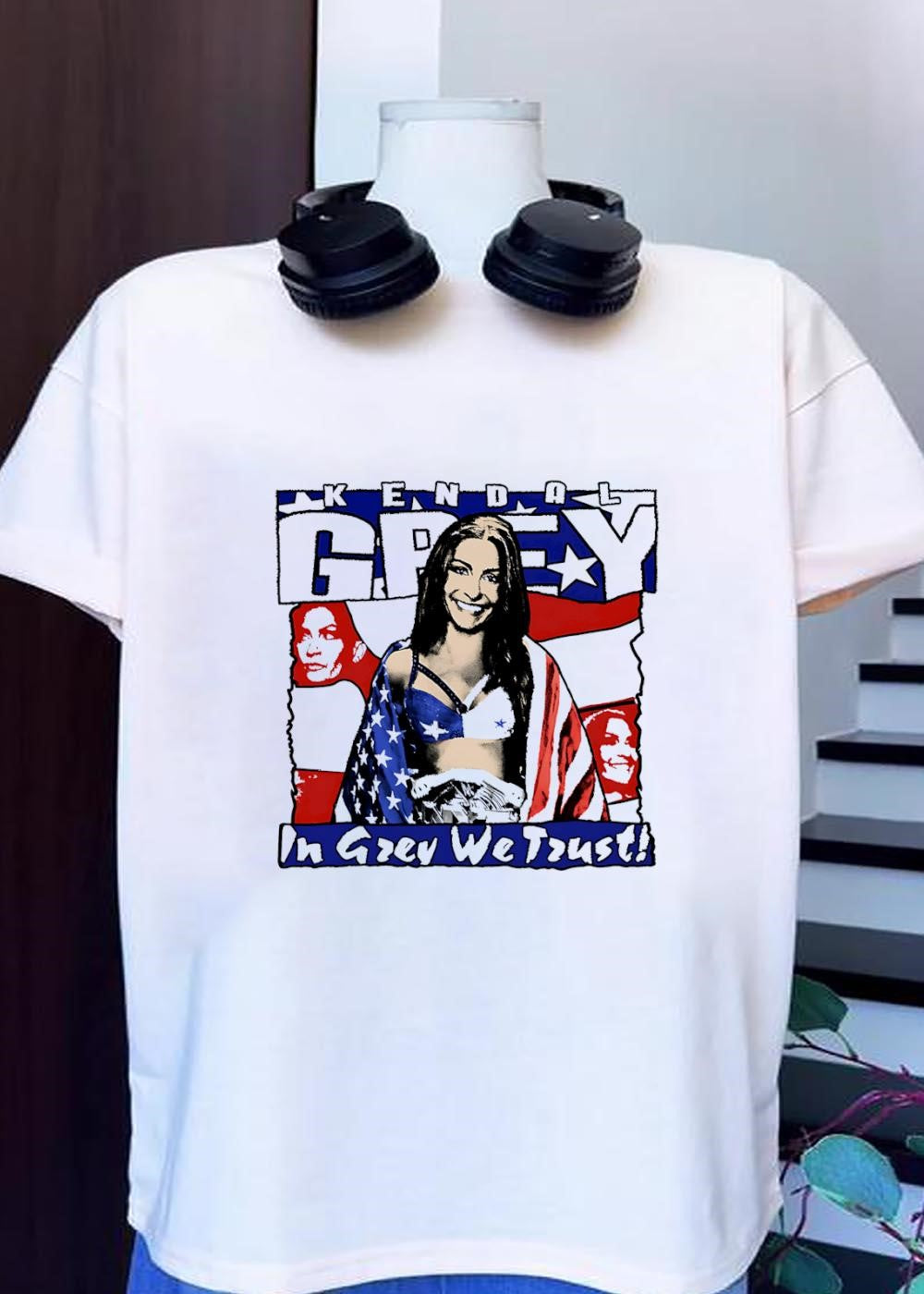 In Grey We Trust Kendal Grey American Flag Wrestling Fan T-Shirt