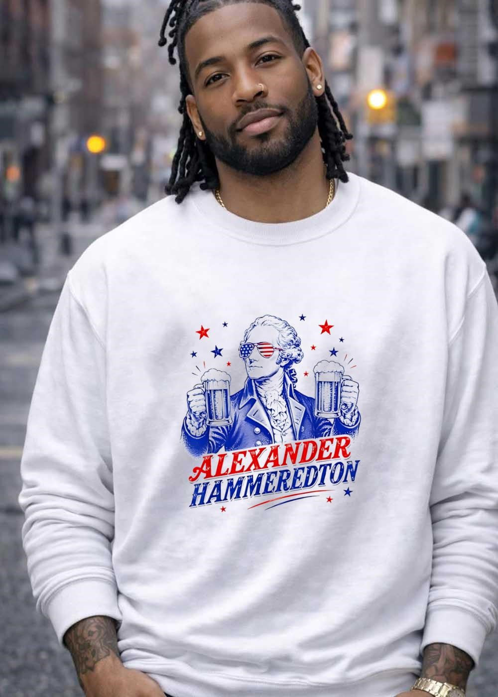 Independence Day Celebration Alexander Hammeredton Holding Two Beer Mugs T-Shirt