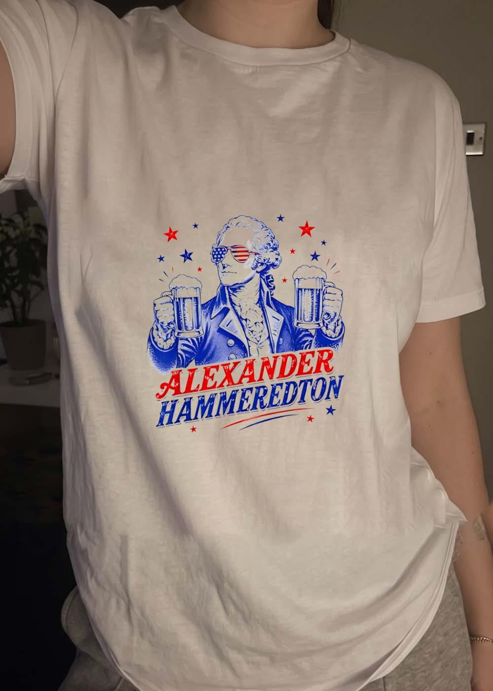 Independence Day Celebration Alexander Hammeredton Holding Two Beer Mugs T-Shirt