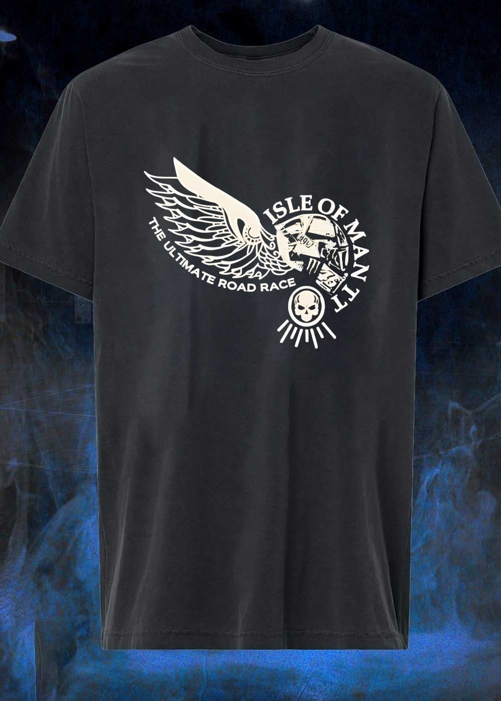 Isle of Man TT The Ultimate Road Race Skull Wing Motorcycle T-Shirt