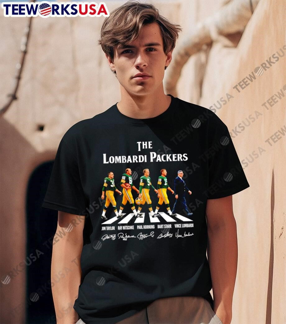 Jim Taylor Ray Nitschke Paul Hornung Bart Starr Vince Lombardi The Lombardi Packers Walking Across Abbey Road Green Bay Packers T-Shirt