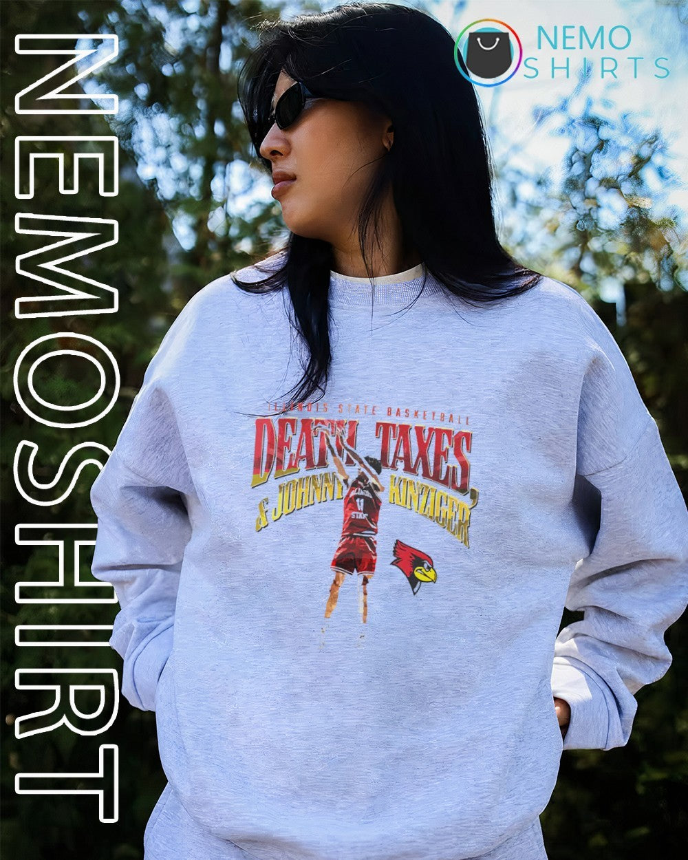 Johnny Kinziger Death Taxes Illinois State Redbirds basketball shirt