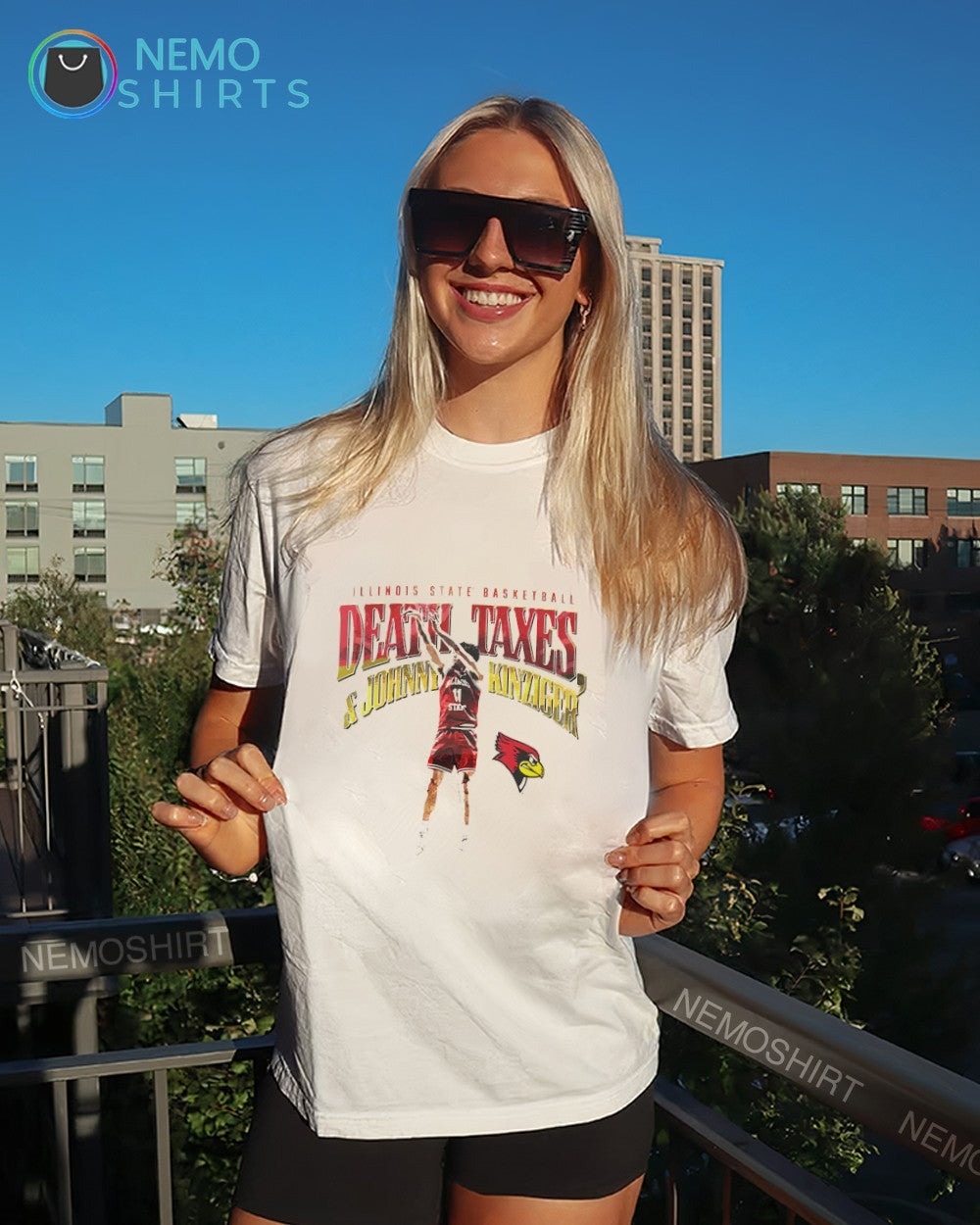 Johnny Kinziger Death Taxes Illinois State Redbirds basketball shirt