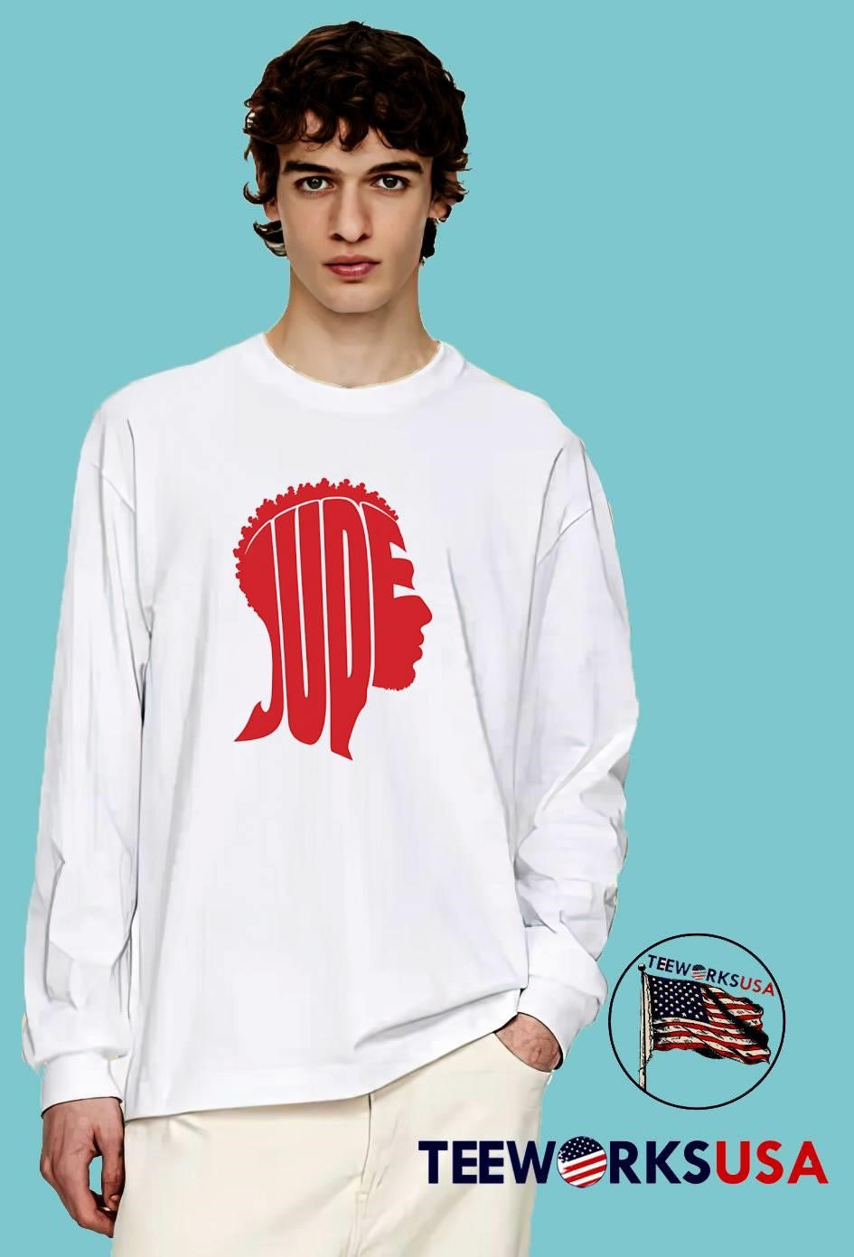 Jude Afro Profile Logo Red T-Shirt