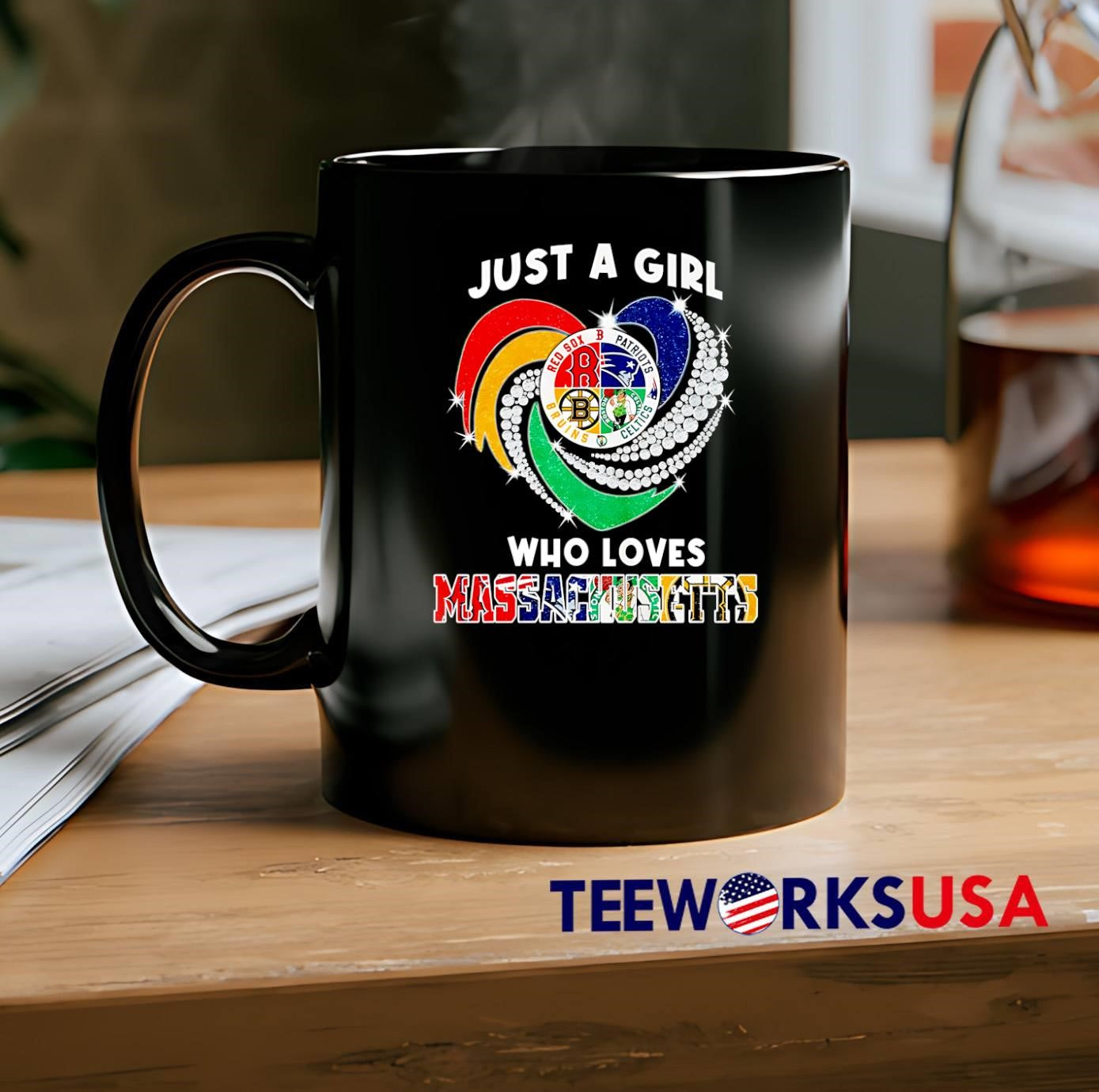 Just a Girl Who Loves Massachusetts Boston Red Sox Patriots Bruins Celtics Shirt