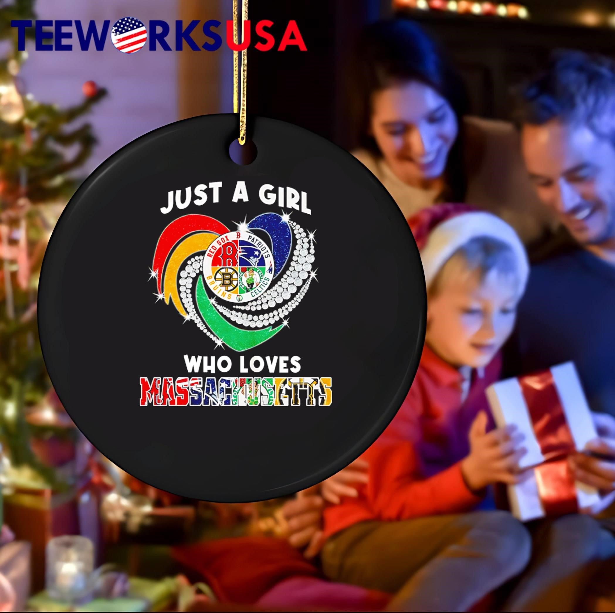 Just a Girl Who Loves Massachusetts Boston Red Sox Patriots Bruins Celtics Shirt