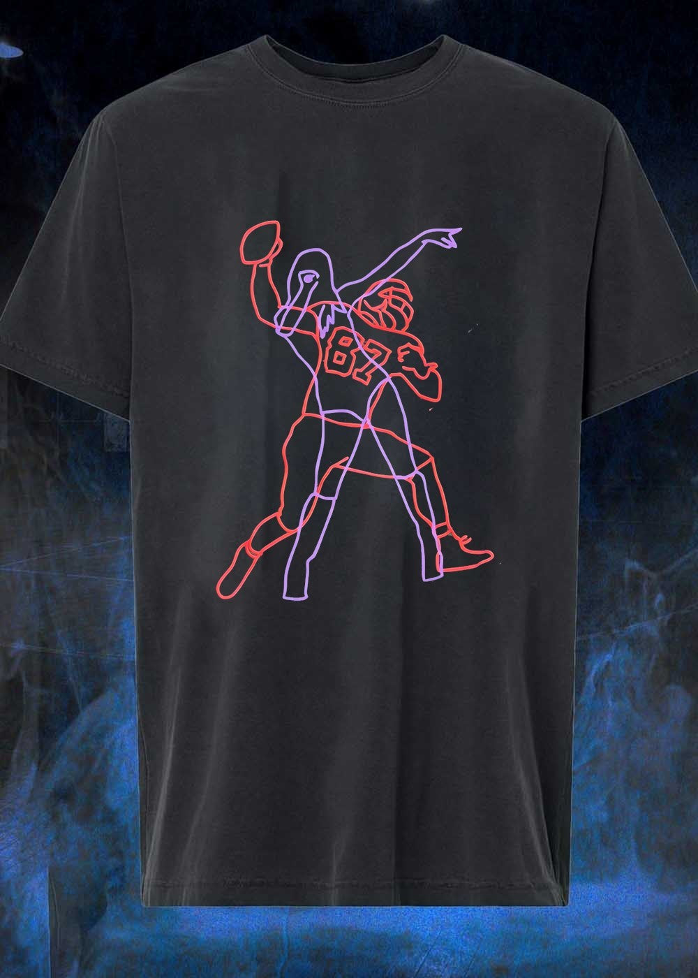 Cheerleader and Football Player 87 Kansas City Chiefs neon T-Shirt