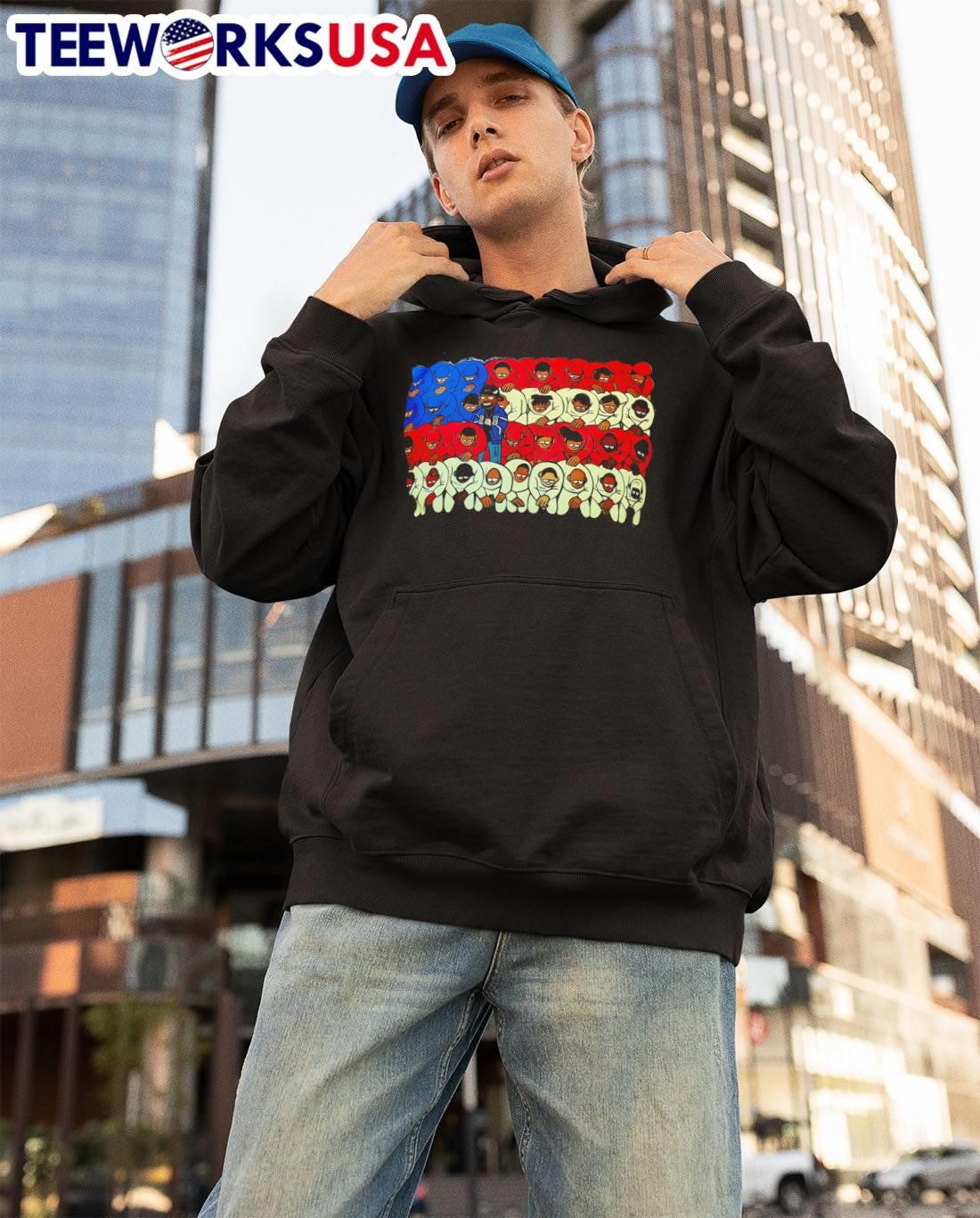 Kianu People of Color Standing as an American Flag T-Shirt