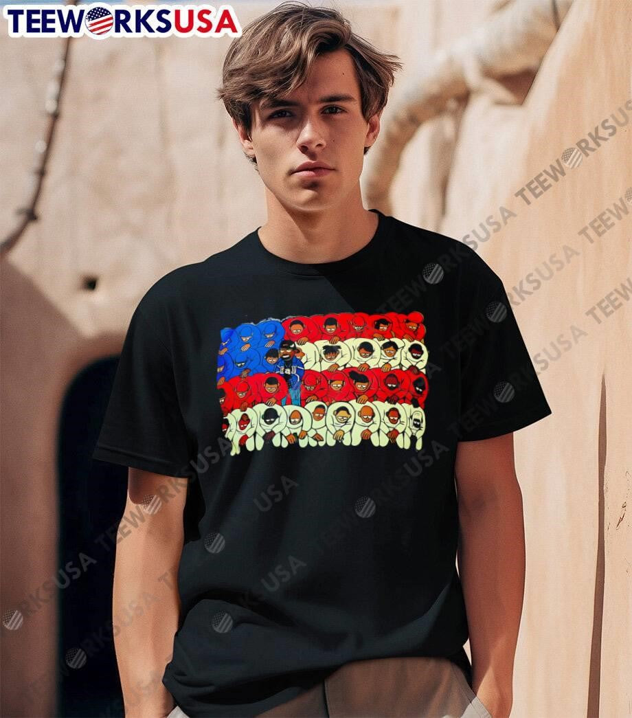 Kianu People of Color Standing as an American Flag T-Shirt