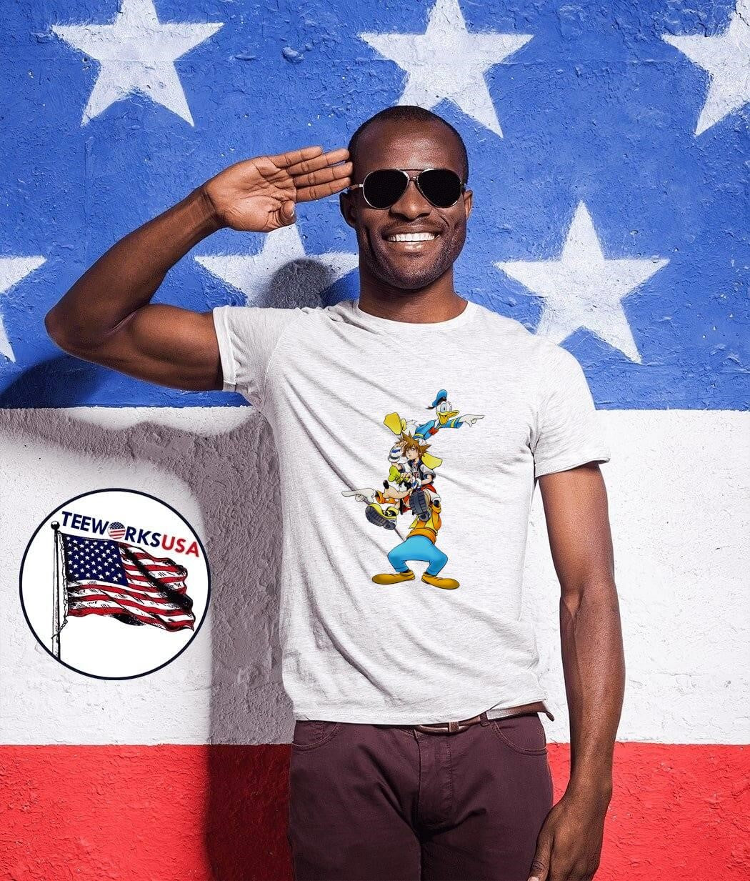 Kingdom Hearts Trio Pointing Sora Donald and Goofy Characters T-Shirt