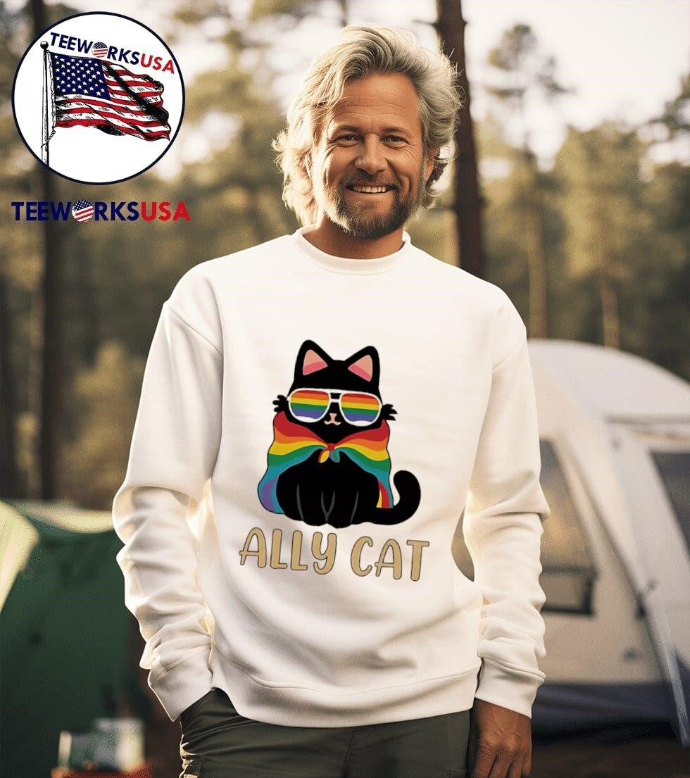Ally Cat Rainbow Glasses And Cape Cat Shirt