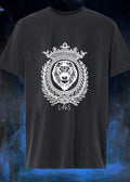 LNS Lion Emblem Heraldic Crest Monochromatic Graphic Cotton T-Shirt