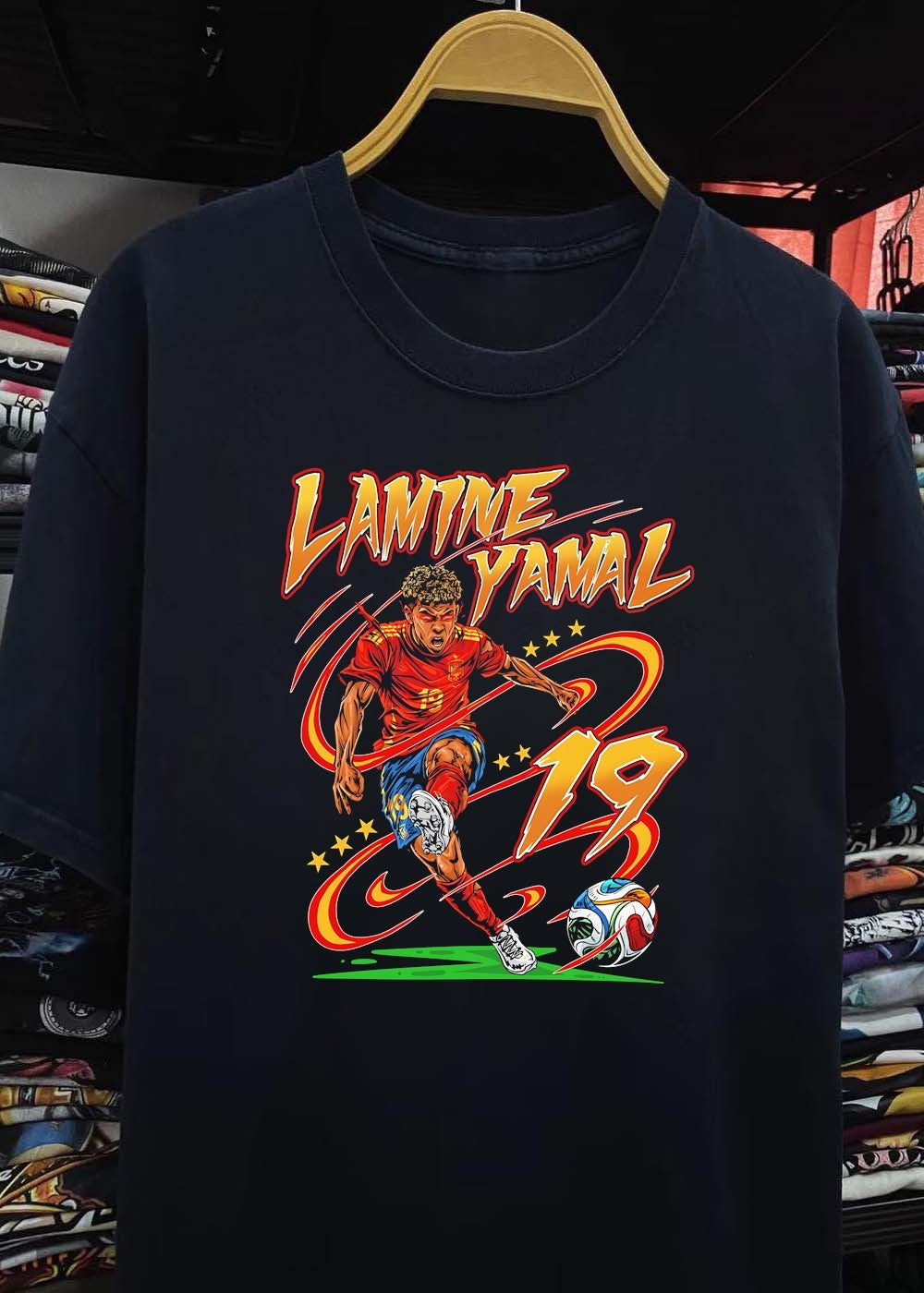 Lamine Yamal Soccer Star Illustration Nineteen Spain National Team T-Shirt