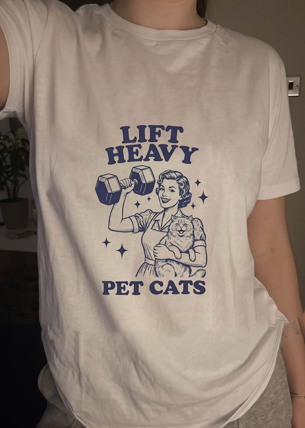 Lift Heavy Pet Cats Strong Woman Fitness Workout Unisex T-Shirt