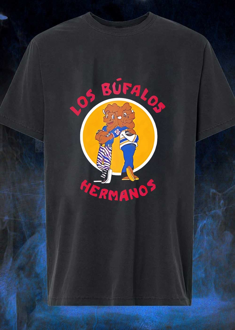 Los Búfalos Hermanos Buffalo Cartoon Brothers Back to Back T-Shirt