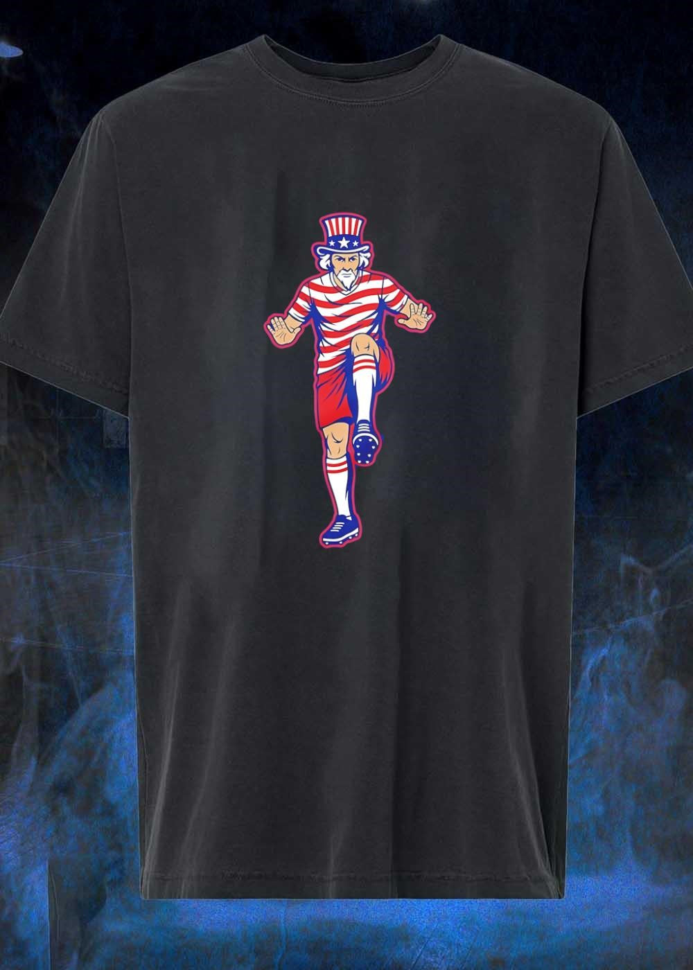 M. Uncle Sam Playing Soccer Graphic T-Shirt