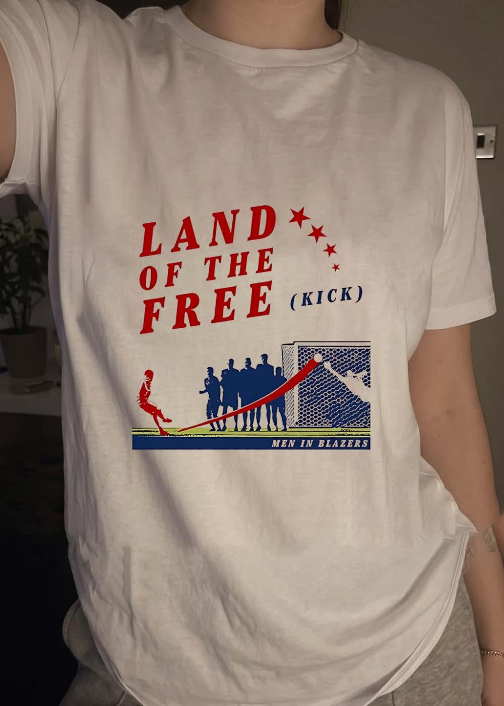 Men in Blazers Land of the Free Kick Soccer T-Shirt