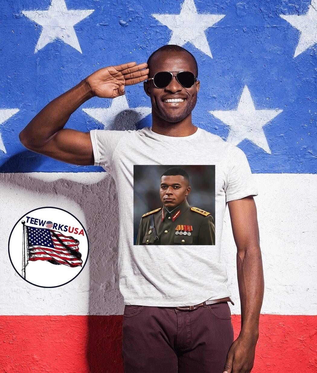 Military Portrait Kylian Mbappe General Command T-Shirt