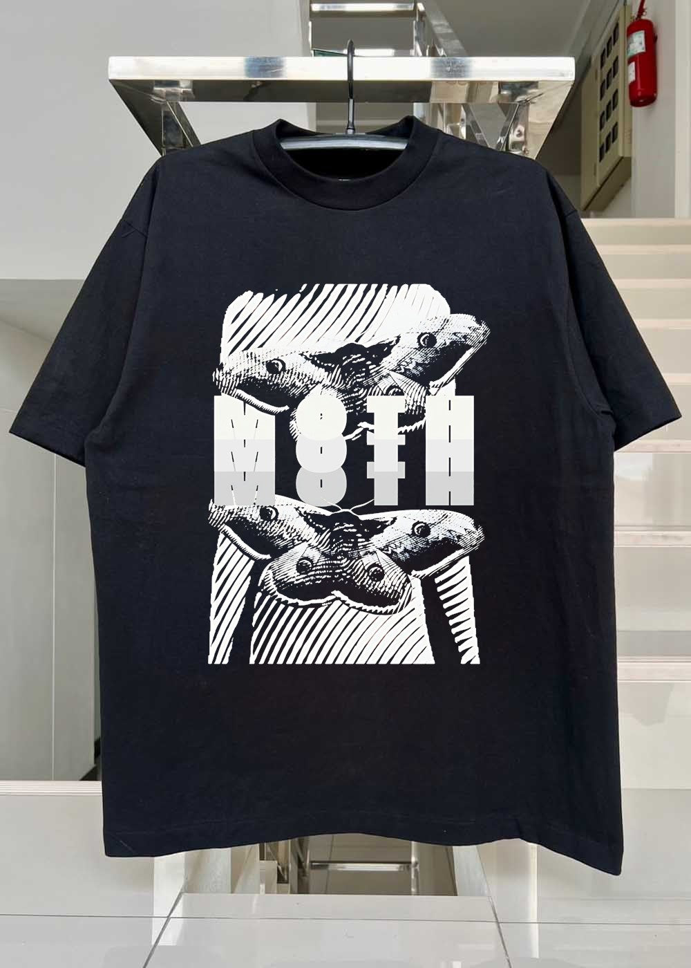 Moth Wings Graphic Reflective Text T-Shirt