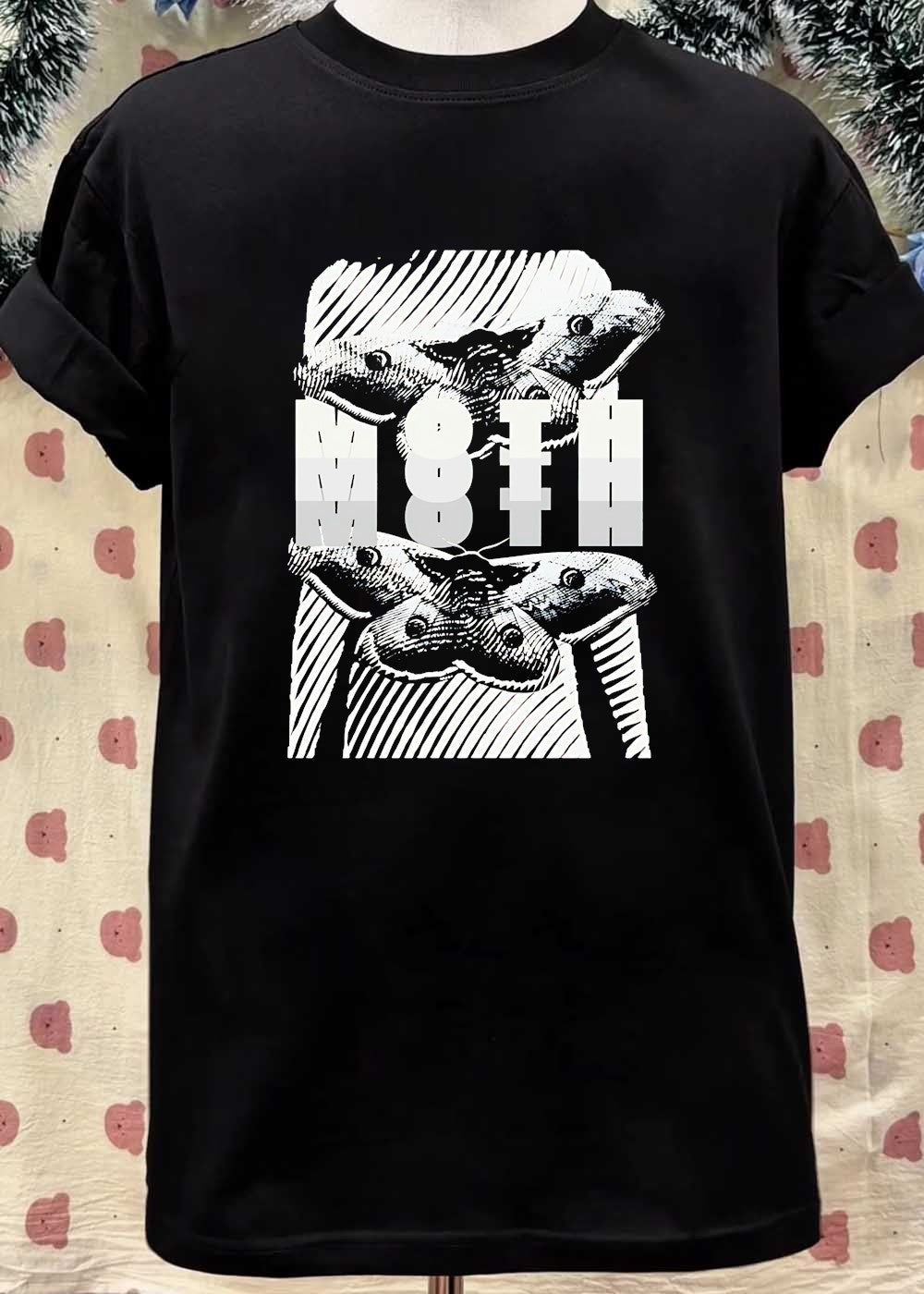 Moth Wings Graphic Reflective Text T-Shirt