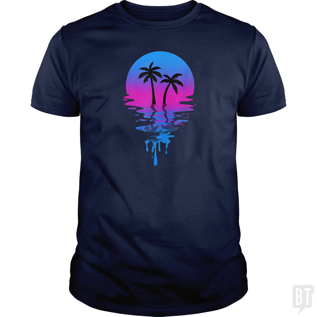 Vintage Retro Sunset Palm Tree