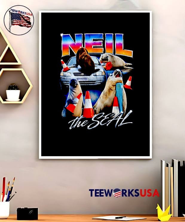 Neil the Seal Graphic Tee Featuring Iconic Marine Animal Traffic Cone T-Shirt