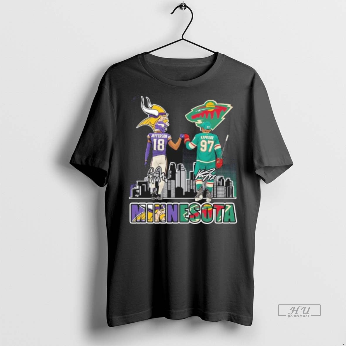 New Vikings Jefferson And Wild Kaprizov Minnesota Graphic Tee Shirt Sweater