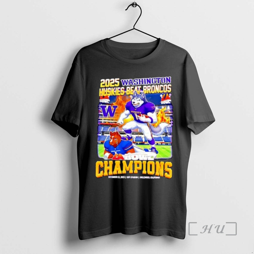 New Washington Huskies Beat Broncos 2025 La Bowl Champions Mascot Ornaments T-Shirts, Hoodie, Sweatshirt