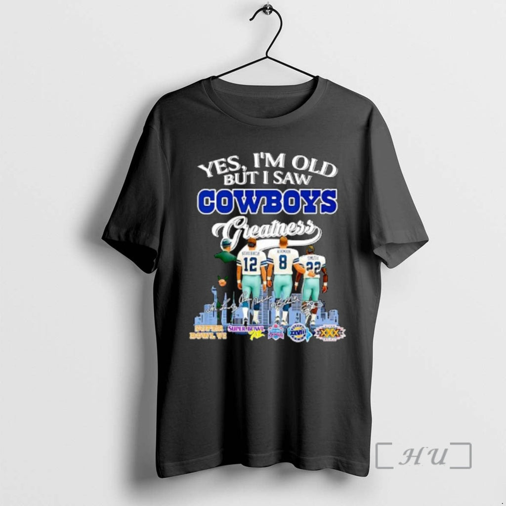 New Yes Im Old But I Saw Dallas Cowboys Greatness Skyline City Signature Ornaments T-Shirts, Hoodie, Sweatshirt