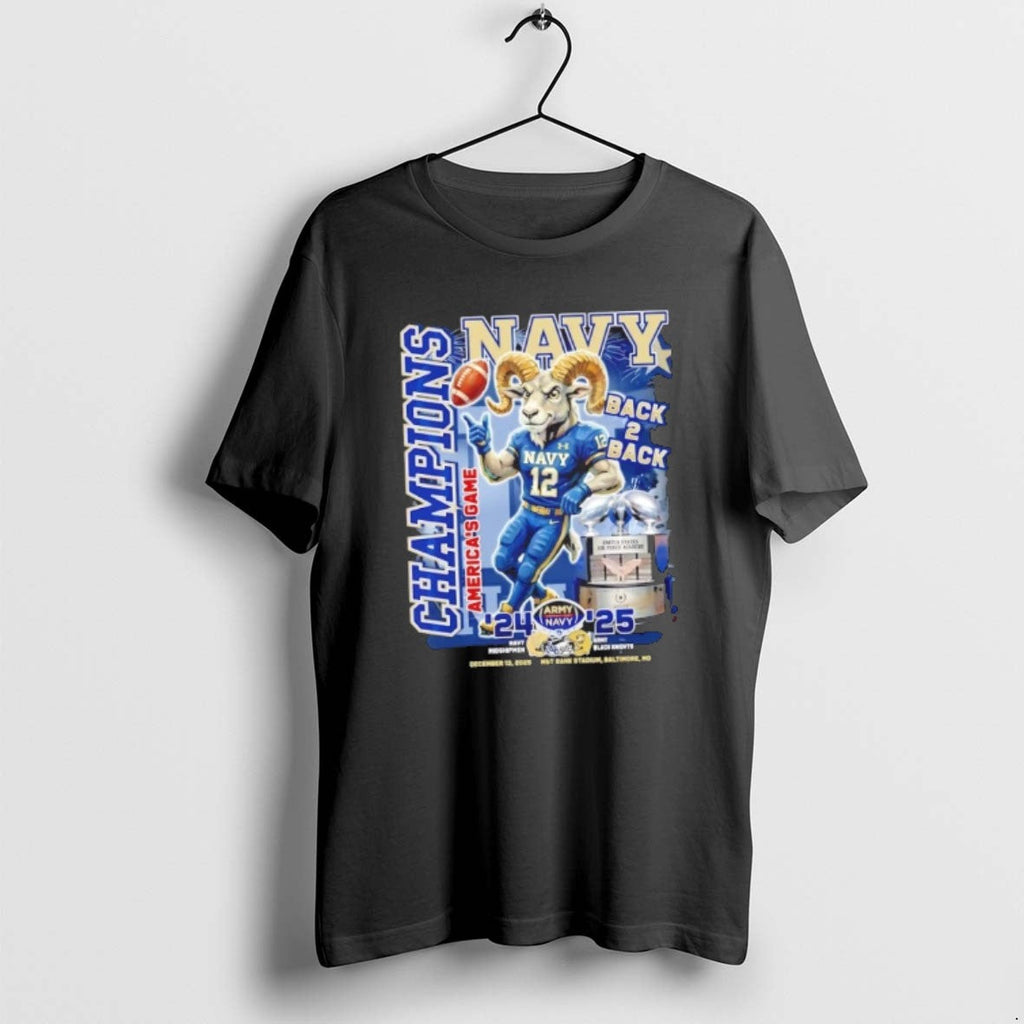 Official Back 2 Back 2024 25 Americas Game Champions Navy Midshipmen Vs Army Black Knights T-Shirts, Hoodie, Sweatshirt