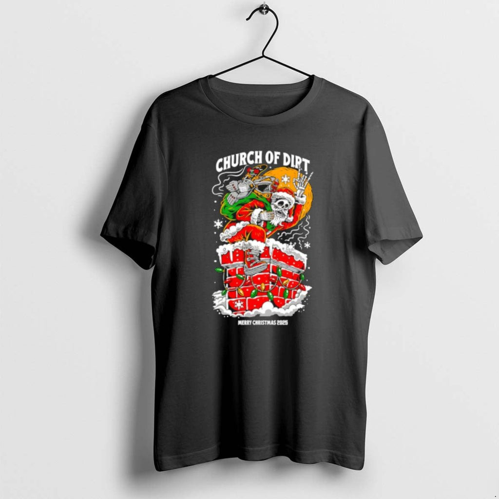 Official Church Dirt Skeletal Santa Claus Merry 2025 T-Shirts, Hoodie, Sweatshirt
