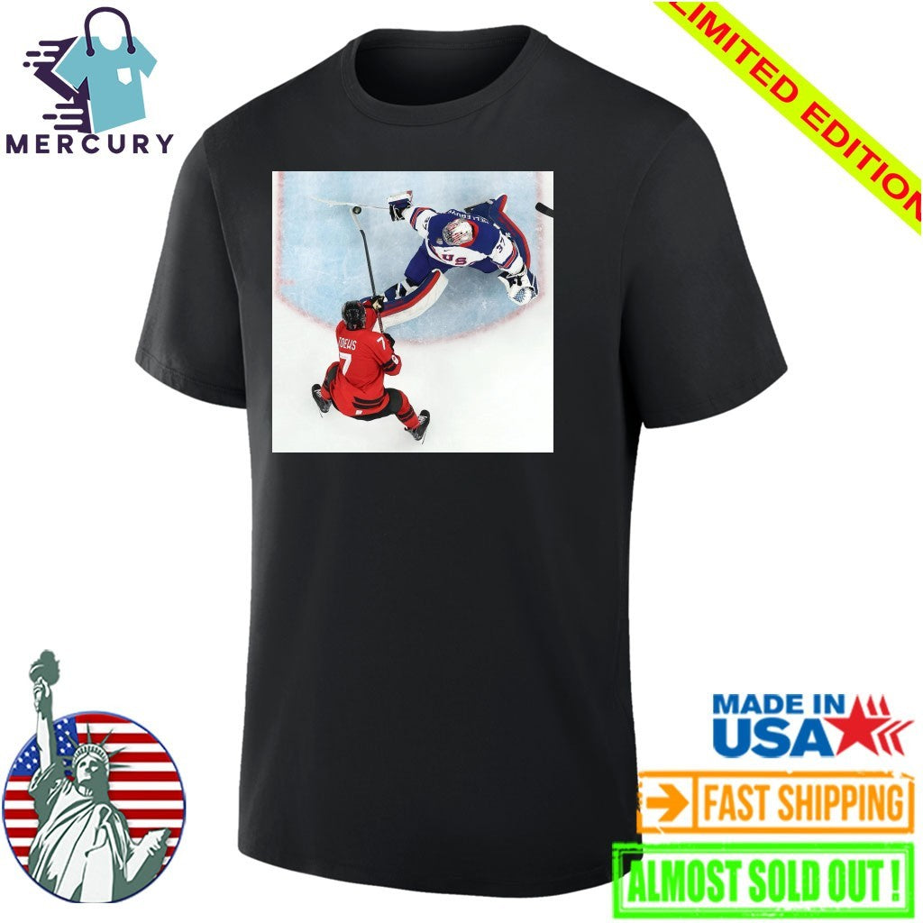 Connor Hellebuyck Goalie Save USA Gold Shirt