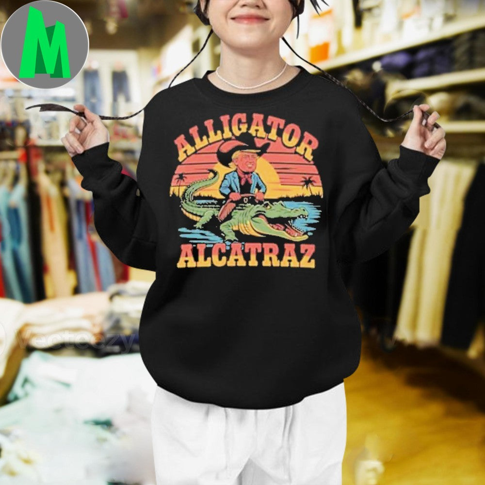 Donald Trump Riding Alligator Alcatraz Shirt