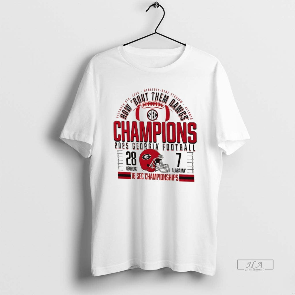 Official Georgia Bulldogs How Bout Them Dawgs 2025 Sec Football Champions Score T-Shirts, Hoodie, Sweatshirt