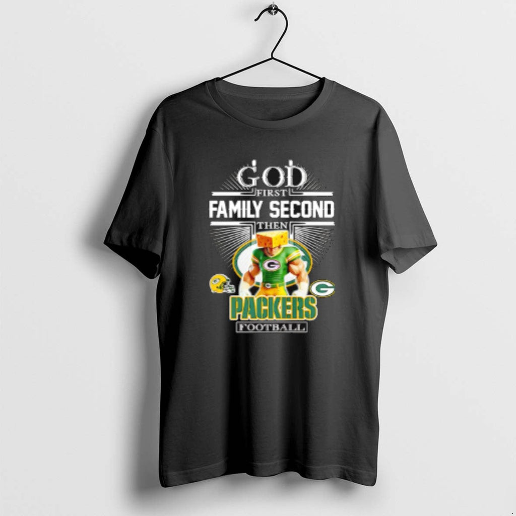 Official God First Family Second Then Green Bay Packers Football Mascot 2025 T-Shirts, Hoodie, Sweatshirt