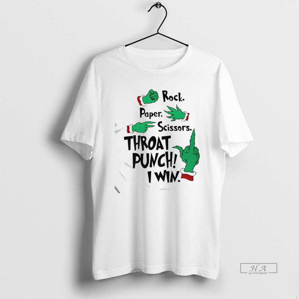 Official Grinch Hands Rock Paper Scissors Throat Punch I Win T-Shirts, Hoodie, Sweatshirt