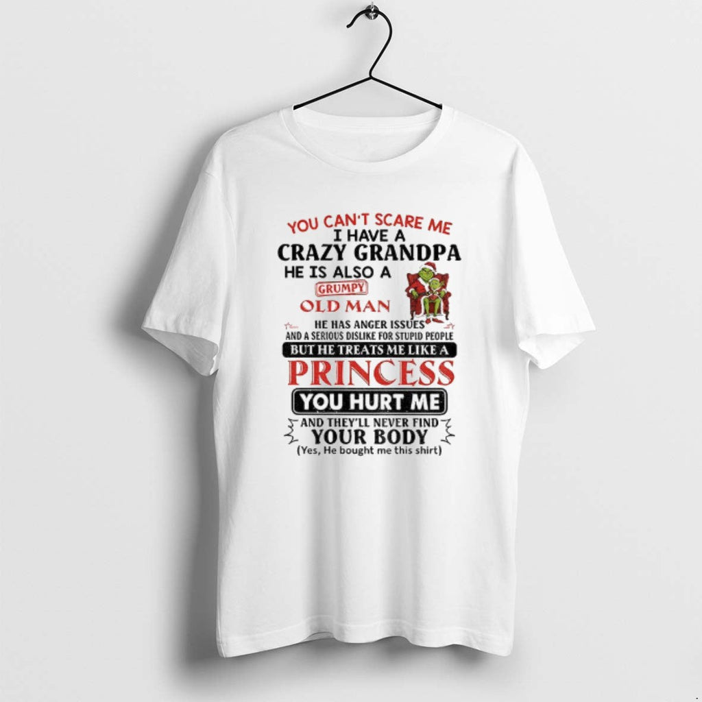 Official Grinch Couple Santa You Cant Scare Me I Have Crazy Grandpa He Is T-Shirts, Hoodie, Sweatshirt
