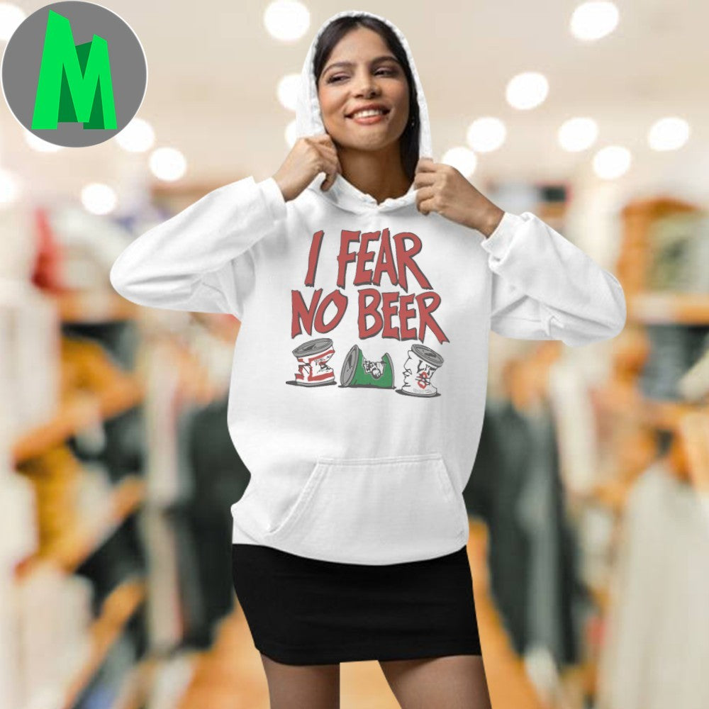 I Fear No Beer Crushed Cans Funny Drinking T-Shirt – Custom Printed Alcohol Humor Tee