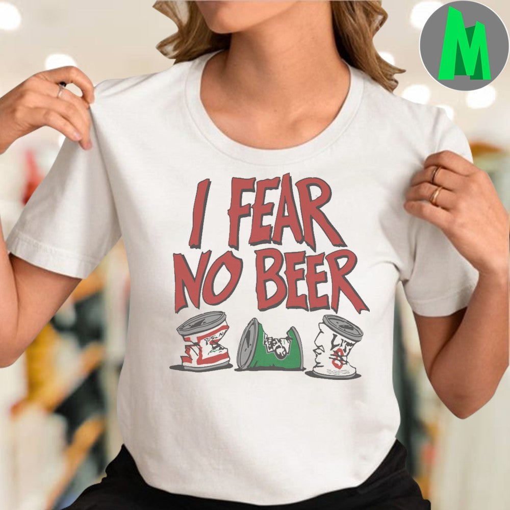 I Fear No Beer Crushed Cans Funny Drinking T-Shirt – Custom Printed Alcohol Humor Tee