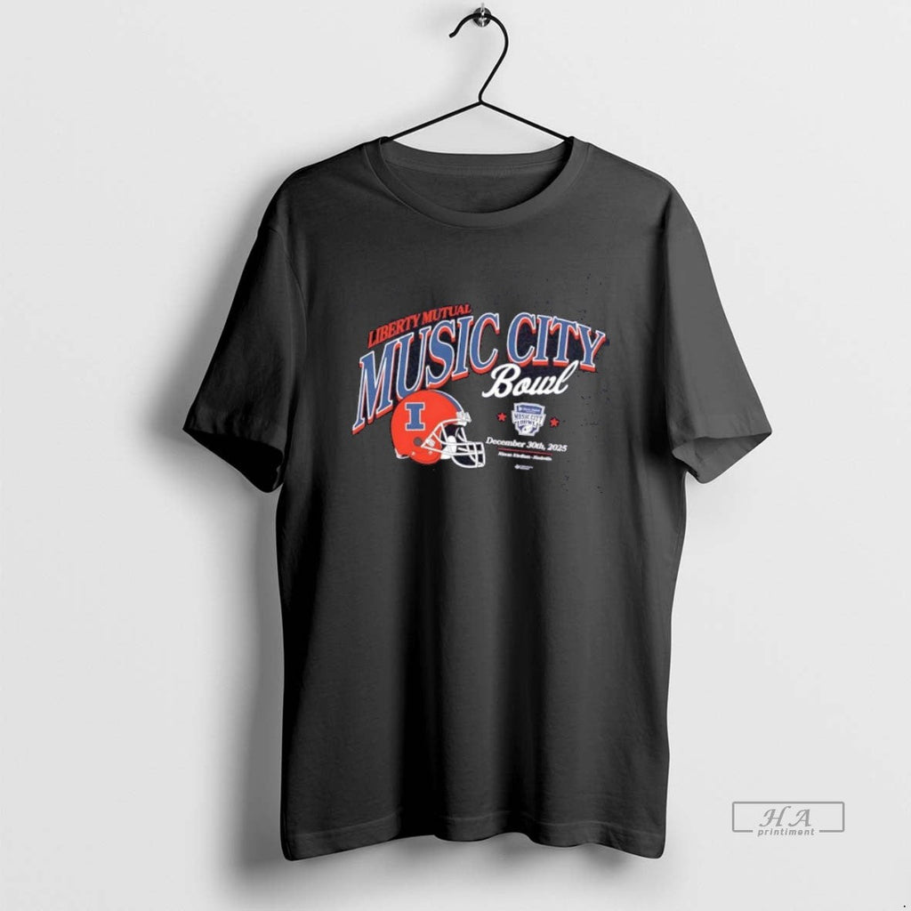 Official Illinois Fighting Illini 2025 Liberty Mutual Music City Bowl Helmet T-Shirts, Hoodie, Sweatshirt