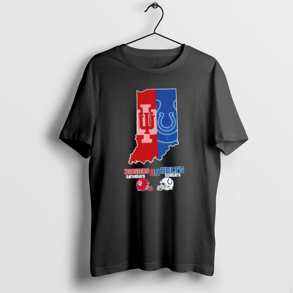Official Indiana Map Sports Hoosiers Saturdays Colts Sundays Football Helmets T-Shirts, Hoodie, Sweatshirt