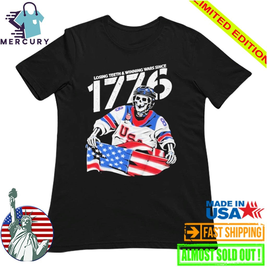 Jack Hughes Losing Teeth Winning Wars Since 1776 American Flag Shirt