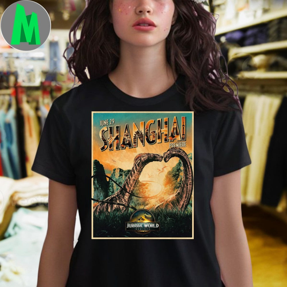 Jurassic World Rebirth Shanghai Premiere Movie Poster T-Shirt
