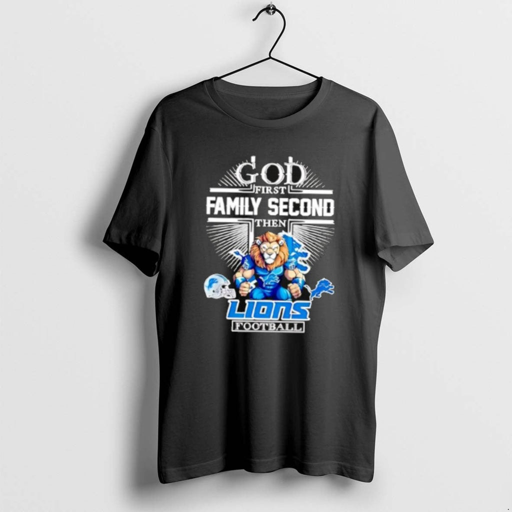 Official Mascot Detroit Lions God First Family Second Then Football T-Shirts, Hoodie, Sweatshirt