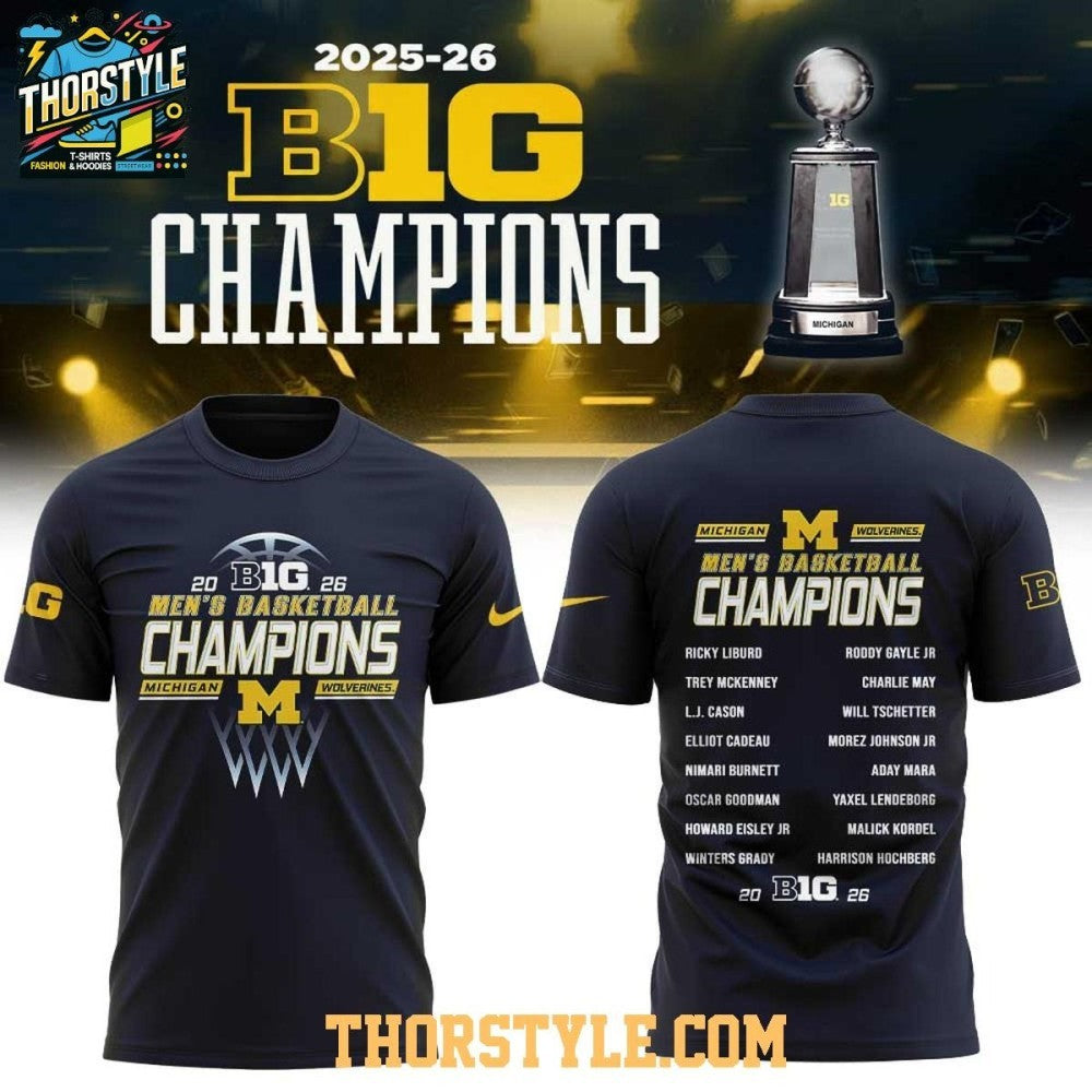 Michigan Wolverines Basketball 2026 Big Ten Regular Season Champions Two Sided Shirt