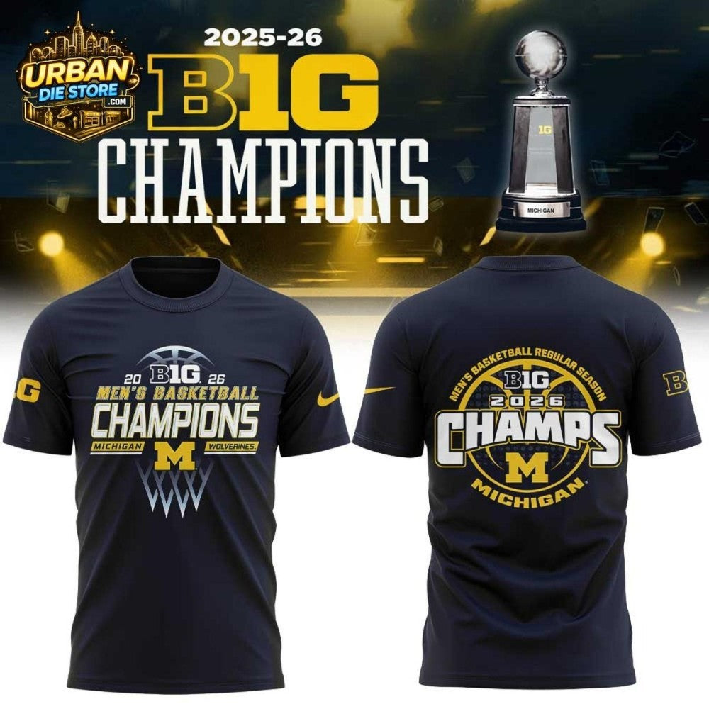 Michigan Wolverines Men’s Basketball Big Ten 2026 Champions Two Sided Shirt