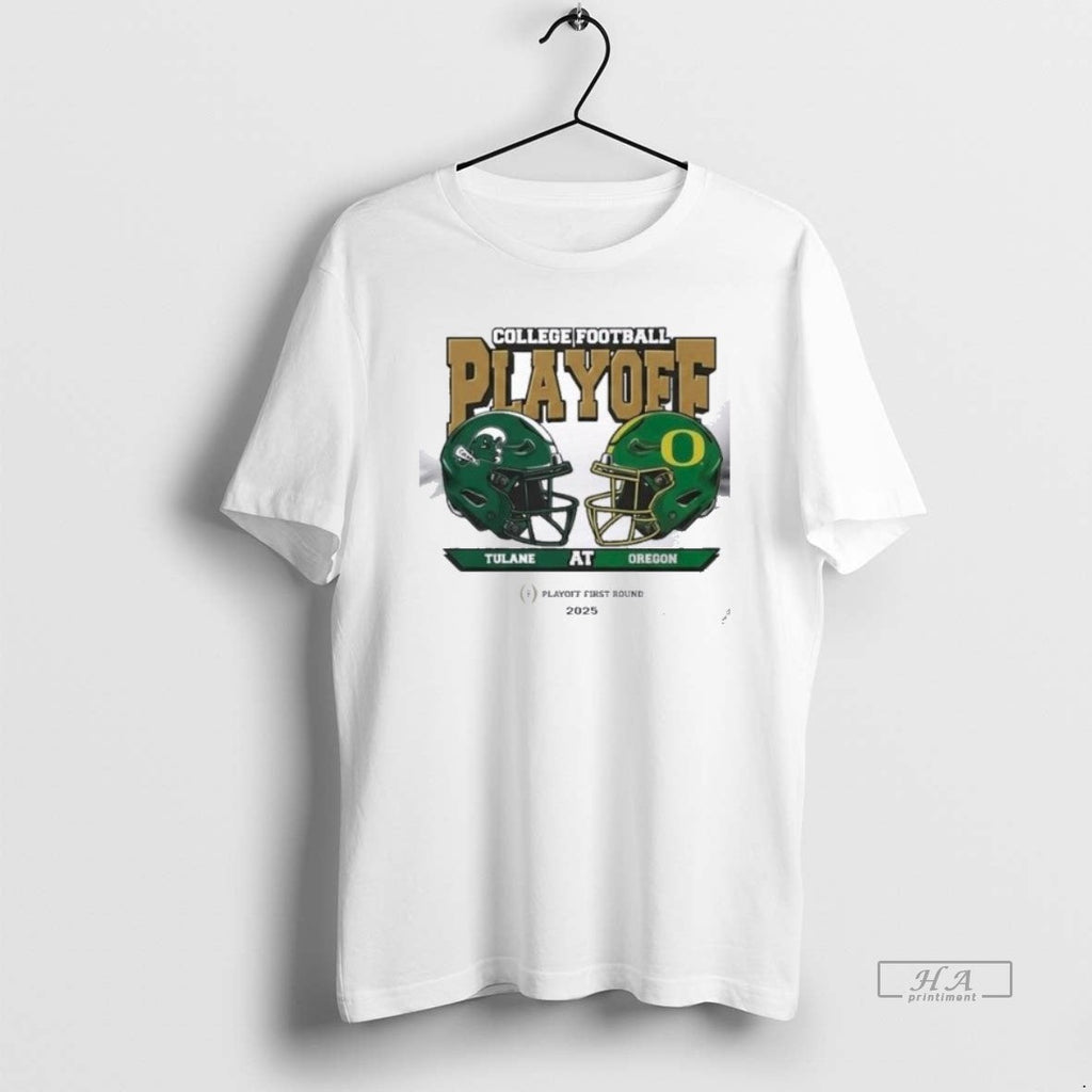 Official Oregon Vs Tulane 2025 Cfp College Football Playoff First Round Head Head T-Shirts, Hoodie, Sweatshirt