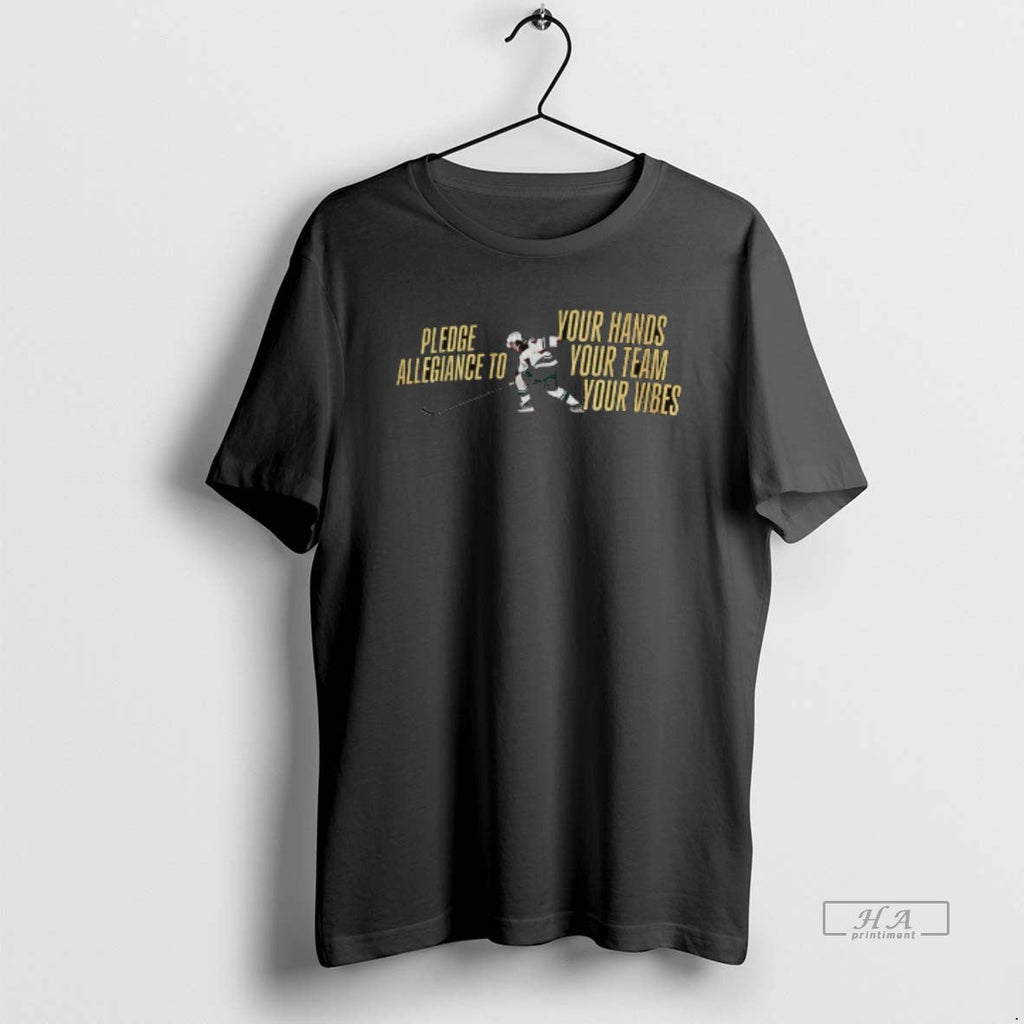 Official Quinn Hughes Minnesota Wild Hockey Pledge Allegiance Your Hands Your Team Your T-Shirts, Hoodie, Sweatshirt